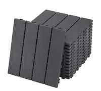 YEATHOR Decking Tiles 30x30cm Interlocking Garden Tiles Outdoor Deck Flooring Plastic with Click System & Drainage Base Patio Slabs Imitation Wood Grain for Balcony Poolside