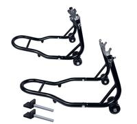 YEATHOR Motorcycle Front and Rear Paddock Stand Wheel Lift Steel Frame | Heavy Duty with Adjustable V-Adapters & Wheels Motorbike Stands for Workshop Garage Repair, Up to 1000 lbs