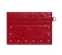 YEATTNGL Trendy Cracked PU Card Case Wallet Featuring Spacious, Red | Stylish Studs Detail for Men Women Kids Featuring Spacious Interior and Organized Cards Keeping with Secure Storage