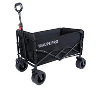 YEAUPE PRO 150L Folding Camping Wagon,Heavy Duty Collapsible Trolley with Rear Opening Design,6" Wide All-Terrain Wheels,Dual Front Brakes,Double Cross Frame,Utility Cart for Beach & Garden,90×50cm
