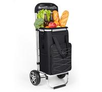 YEAUPE PRO 3-in-1 Shopping Trolley with Cooling Compartment, 49 L Shopping Trolley with Removable Bag, Max. 25 kg Load Capacity, Includes Side Pockets and Bottle Opener (A3, 50L)