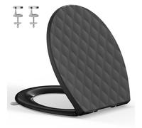 YEAUPE PRO Black Oval Toilet Seat Soft Close,Quick Release Loo Seat, Durable PP Removable Toilet Lid with Adjustable Hinges,Anti-Slip, Easy to Clean, Universal Fit Bathroom Toilet Bowl,44.6 x 37.1 cm
