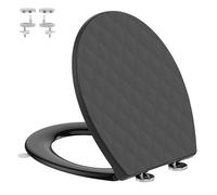 YEAUPE PRO Black Toilet Seat O-Shape - Soft Close & Quick Release Loo Seat, Durable PP with Textured Finish, Adjustable Hinges, Anti-Slip Gentle Pads, Easy to Install & Clean, Universal Fit