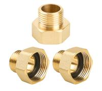 YEAUPE PRO Brass Reducer G1/2 Inch to G3/4 Inch (AG Diameter 20.3 mm x Inner Thread Diameter 24 mm), with Sealing Rings and PTFE Sealing Tape, Brass Reducer, Pack of 3