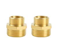 YEAUPE PRO Brass Reducing Nipple, Reduction G3/4 Inch to G1 Inch (Diameter 25.7 mm x 32.5 mm) Brass Male Thread, Pack of 2 Double Nipples Hexagon, with PTFE Sealing Tape, Fittings Suitable for