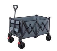YEAUPE PRO Compact Folding Camping Trolley 70L, Mini Side-Opening Collapsible Festival Cart with 6" Narrow Wheels, Front Dual Brake, Double-Cross Frame - Lightweight Outdoor Utility Wagon,Grey
