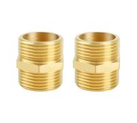 YEAUPE PRO Double Nipple G1 Inch (Diameter 32.5 mm) Brass Male Thread, Pack of 2 Double Nipples Hexagonal Connector, with PTFE Sealing Tape, Double Nipple Brass Fittings Suitable for Drinking Water