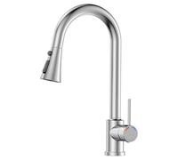 YEAUPE PRO Extendable Kitchen Faucet with 360 Degree Swivel Spout, 3 Modes, Stainless Steel Sink Fixture with ABS Spray Head, for Single Hole Sinks, Nickel