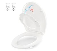 YEAUPE PRO Family Toilet Seat Soft Close with Quick Release Function, Universal White Oval Plastic Toulet Seat with Built in Child Seat, Potty Training Removable for Toddlers,Easy Cleaning,45 x 37CM