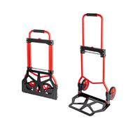 YEAUPE PRO Foldable Sack Truck, 50 kg Load Capacity & Height Adjustable, Sack Truck for Moving and Transporting with 2 Expander Ropes & Sponge Handle - Red - Unicycle