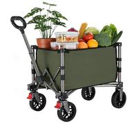 YEAUPE PRO Folding Beach Cart with Wheels Compact Design 70L Olive Green