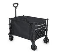 YEAUPE PRO Folding Camping Wagon 120-160L Heavy Duty Collapsible Trolley with 7" Wide All-Terrain Wheels & Dual Front Brakes, Rear Opening Design,Utility Cart for Beach & Garden - 75×45cm