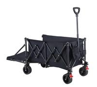 YEAUPE PRO Folding Camping Wagon 140-160L Heavy Duty Collapsible Trolley with 7" Wide All-Terrain Wheels & Dual Front Brakes, Rear Opening Design,Utility Cart for Beach & Garden - 75×45cm