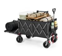 YEAUPE PRO Handcart Foldable 200-300L 150 kg, Foldable Handcart with Parking Brake, 4-Way Folding, Height Adjustable for Camping, Beach Trolley, Garden, Shopping, Black