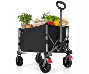 YEAUPE PRO Handcart Foldable Small for Office & Home - 50 kg Load Capacity, with Side Zip & Height-Adjustable Handle - Compact Foldable (44 x 28 x 19 cm) - 60 L, Black