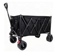 YEAUPE PRO Mini Folding Camping Wagon 70L Compact Collapsible Utility Cart with Side Opening, 6” Narrow Wheels, Front Double Brake, Lightweight Outdoor Trolley in Army Green