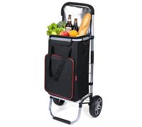 YEAUPE PRO Shopping Trolley with Cooling Compartment | Max. 50 L & 25 kg Load Capacity | Foldable 3-in-1 Trolley Sack Truck and Shoulder Bag | Hand Trolley, Shopper, Shopping Trolley (Black/Red)