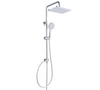 YEAUPE PRO Shower System Without Fittings, Chrome Stainless Steel Shower Set, 30 x 20 cm Square Rain Shower Head, 3 Jet Types, ABS Hand Shower, Shower Head, 65-102 cm, Height-Adjustable Shower Rail