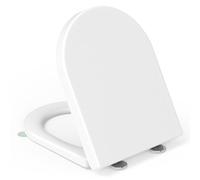 YEAUPE PRO Toilet Lid with Soft-Close Mechanism, D-Shape, Toilet Seat with Puller Lid, Toilet Seat with Quick Release Function for Easy Cleaning, 150 kg Load Capacity, 46.4 x 35.9 x 5 cm, White and