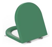 YEAUPE PRO Toilet Lid with Soft-Close Mechanism, D-Shape, Toilet Seat with Puller Lid, Toilet Seat with Quick Release Function for Easy Cleaning, 150 kg Load Capacity, 42.5 x 36.3 x 4.9 cm, Green