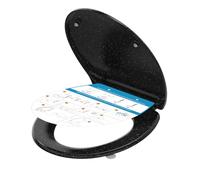 YEAUPE PRO Toilet Lid with Soft-Close Mechanism, Toilet Seat, UV-Resistant, Toilet Lid with Quick Release Function, Toilet Seat, 150 kg Load Capacity, Urea Duroplast, Black Marble, 44.6 x 37.2 x 5.2