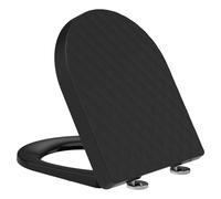 YEAUPE PRO Toilet Seat D-Shape with Diamond Structure, [Short], Toilet Lid Soft-Close Mechanism, Scratch-Resistant, Quiet and Easy to Clean, Removable, 43.5 x 36.2 cm