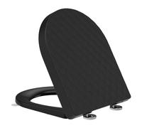 YEAUPE PRO Toilet Seat with Soft-Close Mechanism, D-Shape, Toilet Seat with Diamond Structure, Soft Close, Scratch-Resistant, Removable, Quiet Lowering Mechanism, Includes Mounting Template, 43.5 x