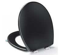 YEAUPE PRO Toilet Seat with Soft-Close Mechanism, O-Shape, Toilet Seat with Puller Lid, Toilet Seat with Quick Release Function for Easy Cleaning, 150 kg Load Capacity, Black, 44.6 x 37.2 cm