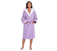 YEAUPE PRO Women's Terry Towelling Bathrobe with Hood, 100% Cotton, Velour Terry Towelling, Dressing Gown for Woman, Lavender purple, S