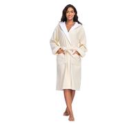 YEAUPE PRO Women's Terry Towelling Bathrobe with Hood, 100% Cotton, Velour Terry Towelling, Dressing Gown for Woman, beige, S