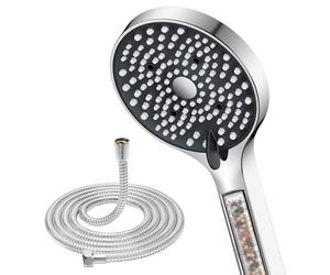 YEAUPE Shower Head and Hose 1.6M - 110mm Filter Powerful Flow Shower Hose and Head High Pressure 6 Modes Pressure Boosting Handheld Showerhead for Low Water Pressure Electric Shower Head,Chrome