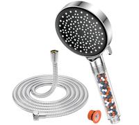 YEAUPE Shower Head and Hose with Filter - High Pressure Shower Head with 1.5M Hose Powerful Flow Showerheads for Low Pressure Hard Water Filter Shower Hose and Head Water Saving Shower Head 6 Modes