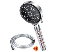 Shower Head and Hose 1.6M, YEAUPE High-Pressure Shower Head with 5 Spray Modes, Shower Head Filter 6 Sprays, Universal Water Saving Large Shower Head