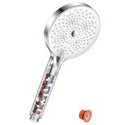 YEAUPR PRO 130mm Filter Showerheads,Powerful Flow with 6 Modes,High Pressure for Low Water Pressure,Water Softener Bath Showers Improve Skin Hair (Chrome)