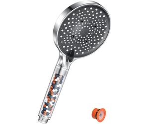 YEAUPR PRO 130mm Filter Showerheads,Powerful Flow with 6 Modes,High Pressure for Low Water Pressure,Water Softener Bath Showers Improve Skin Hair (Chrome+Black)
