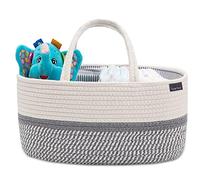 YeaYee Nappy Caddy,Baby Diaper Caddy Organiser, Portable Storage Basket with Changeable Compartments,100% Cotton Canvas, Newborn Gift (Small, 8gu-Gray)
