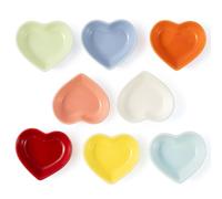 Yebaohond 8 Colorful Heart Ceramic Ramekins, 3.15 Inch Small Dipping Bowls, Glazed Porcelain Sauce Dishes for Kitchen Prep, Desserts, Party, Microwave & Dishwasher Safe