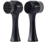 Yebeauty Facial Cleansing Brush, Double Side Manual Silicone Cleansing Brush, Soft Bamboo Charcoal Fiber Exfoliating Face Wash Brush, Pore Deep Cleansing Tool for Massaging, Makeup Removal, Black