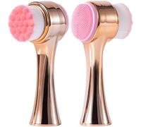 Yebeauty Facial Cleansing Brush, Silicone Manual Clean Brush, Ultra Fine Soft Bristles Exfoliating Face Wash Brush, Pore Deep Cleansing Double Side Tool for Massaging, Makeup Removal, Gold