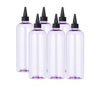 Yebeauty Hair Color Bottle, Clear Purple 6 Pack Hair Color Applicator Bottle 500ml/ 16.9 Ounce Hair Dye Bottle Applicator with Twist-On Top Tip Cap