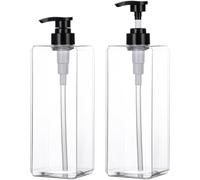 Yebeauty Pump Bottle Dispenser, 33.8oz 1000ml Empty Plastic Shampoo Pump Dispenser Shower Soap Dispenser Refillable Liquid Containers for Conditioner Body Wash, Bathroom Kitchen, 2 Pack Clear