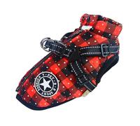 YEBEIOUEYC Winter Warm Large Pet Dog Jacket with Harness Waterproof Big Dog Coat for Labrador Chihuahua French Bulldog Outdoor Dogs Clothes(Red Plaid,5XL)