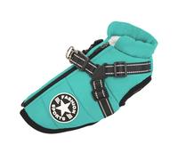 YEBEIOUEYC Winter Warm Large Pet Dog Jacket with Harness Waterproof Big Dog Coat for Labrador Chihuahua French Bulldog Outdoor Dogs Clothes(Lake Blue,S)