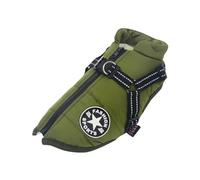 YEBEIOUEYC Winter Warm Large Pet Dog Jacket with Harness Waterproof Big Dog Coat for Labrador Chihuahua French Bulldog Outdoor Dogs Clothes(Green,S)