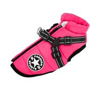 YEBEIOUEYC Winter Warm Large Pet Dog Jacket with Harness Waterproof Big Dog Coat for Labrador Chihuahua French Bulldog Outdoor Dogs Clothes(Rose Red,XXL)