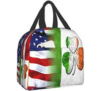 YEBF Lunch Bag American Flag-Irish Flag for Women Tote Cute Reusable Washable Travel Work Printed Canvas DIY