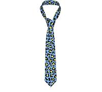 Yebio Men's Tie Leopard Print Pattern Blue Neckties For Party Bussiness Wedding Daily Elegant Tie For Suits Shirts