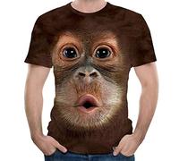 YEBIRAL Mens Short Sleeve Crew Neck T-Shirt Spring Summer Loose Fit 3D Print Gorilla Graphic Tees for Men Size S-3XL(Medium,Coffee)