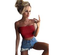 YEBIRAL Women Sexy Casual Wild Strapless Elastic Boob Bandeau Tube Tops Bra Lingerie Breast Wrap Red