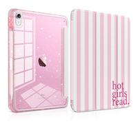 Yebiseven Case for iPad Air 11 Inch M4 M3 M2 2026 2025 2024, iPad Air 5th 4th Generation 10.9 Inch 2022 2020-Pencil Holder, Glitter Shiny Shockproof Cover with Sparkly Clear Back, Pink Stripes Quote